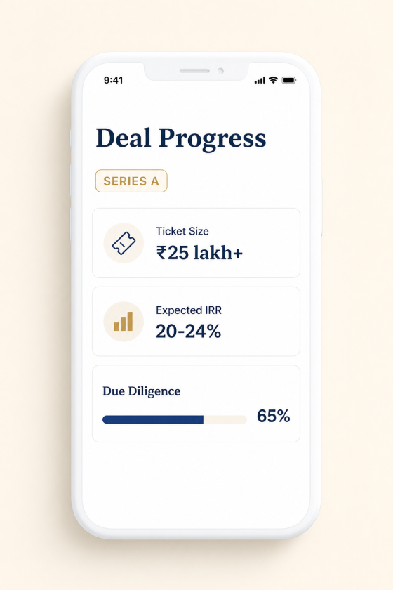 Private Deals on mobile during invest and manage steps